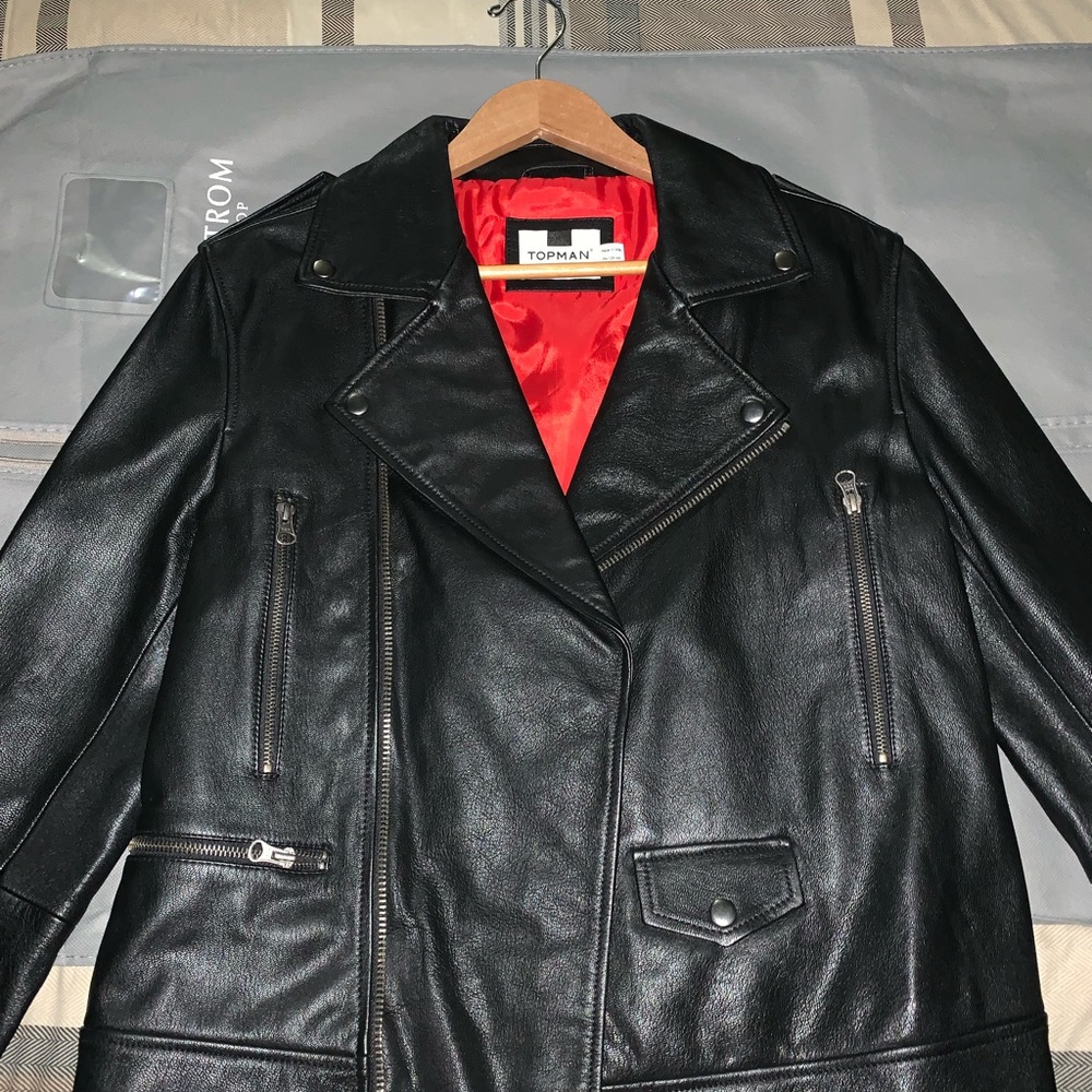 TOPMAN classic fit leather jacket